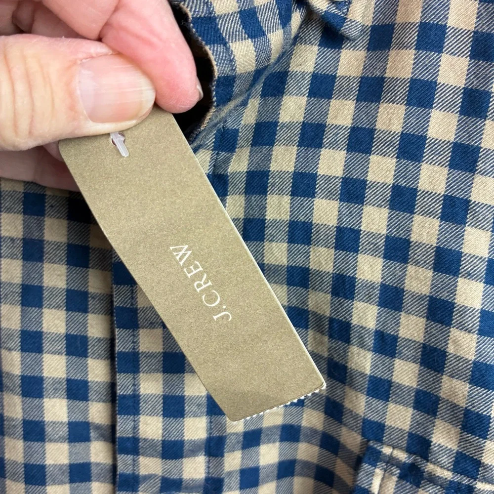 J. Crew NWT Gingham Khaki & Blue Checked Shirt